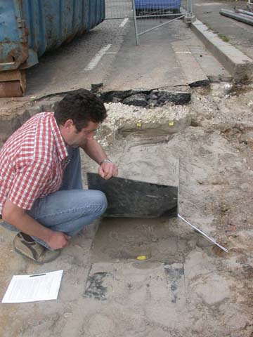 Kreisverkehrsplatz Friedrich-Ebert-Strae Worms, Gasleitung im Baufeld