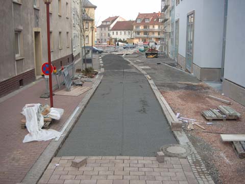 Friedrichstrae - Rmerstrae Worms, Pflasterung Korngasse