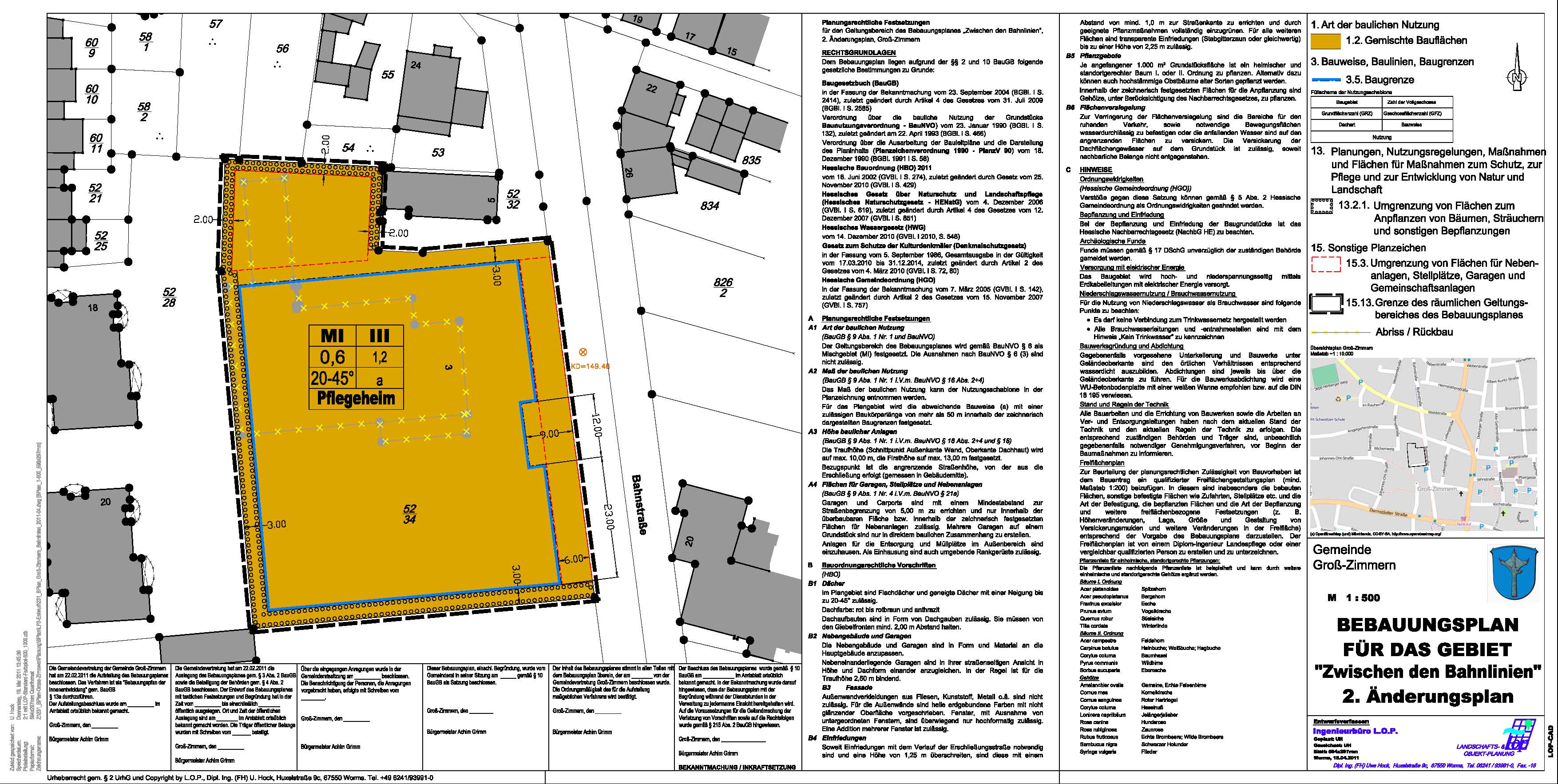 BPlan "Zwischen den Bahnlinien", 2. nderungsplan, Gro-Zimmern